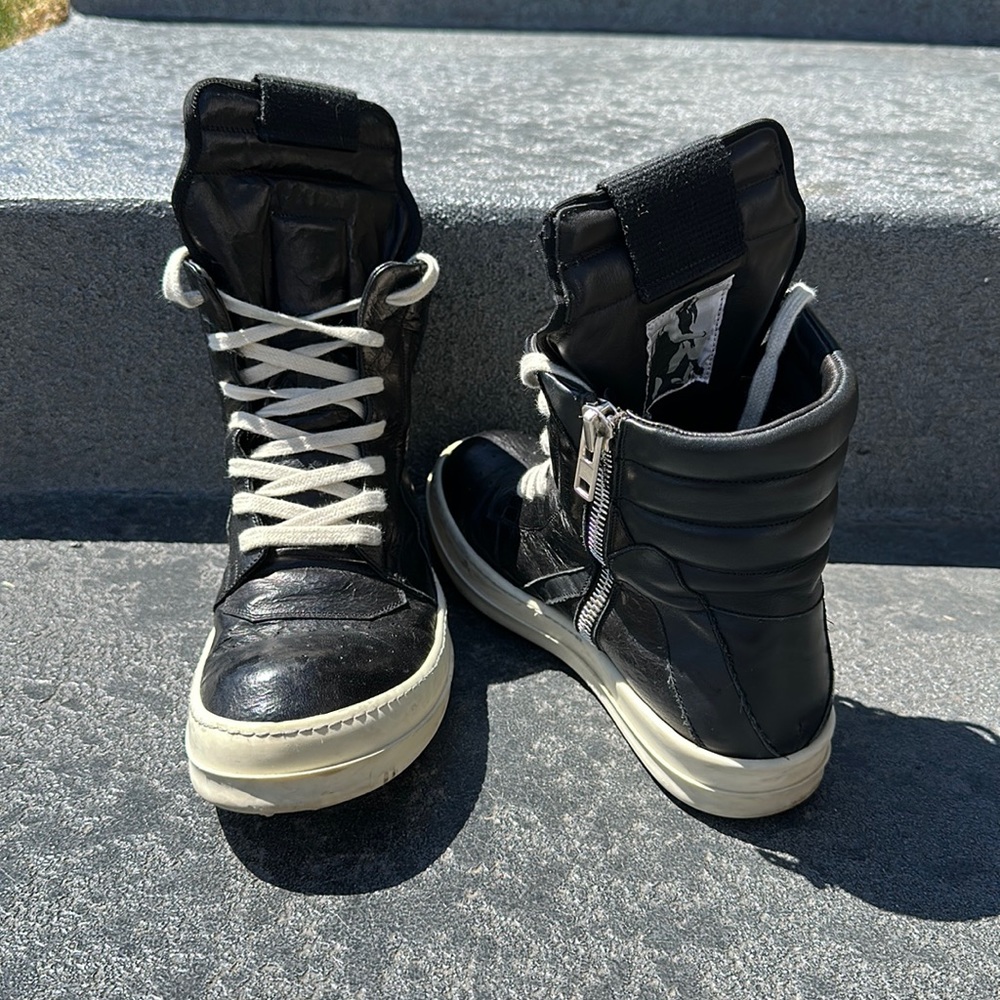 Authentic Rick Owens Geo Basket Hi-Top, Black, Sz 39